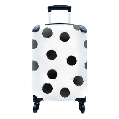 MuchoWow Handgepäckkoffer Polka dots - Muster - Schwarz und weiß, 4 Rollen, Reisetasche mit rollen, Handgepäck für Ferien, Trolley, Reisekoffer