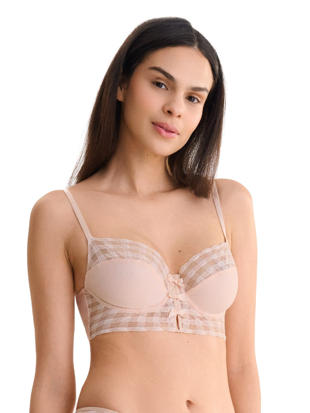 Lisca Bügel-BH Bügel BH lang Infinity (Stück, 1-tlg) Textil gefüttert, Kariert, Materialmix