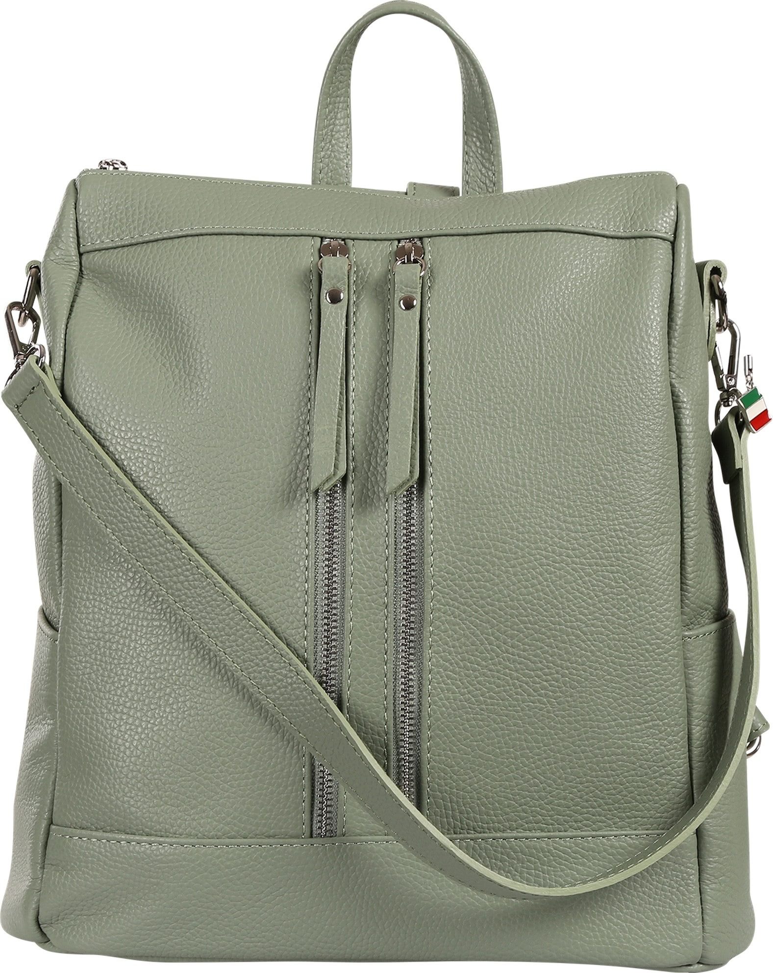 FLORENCE Cityrucksack Florence Rucksack Damen Echtleder, Damen Leder Cityrucksack, hellgrün ca. 30cm