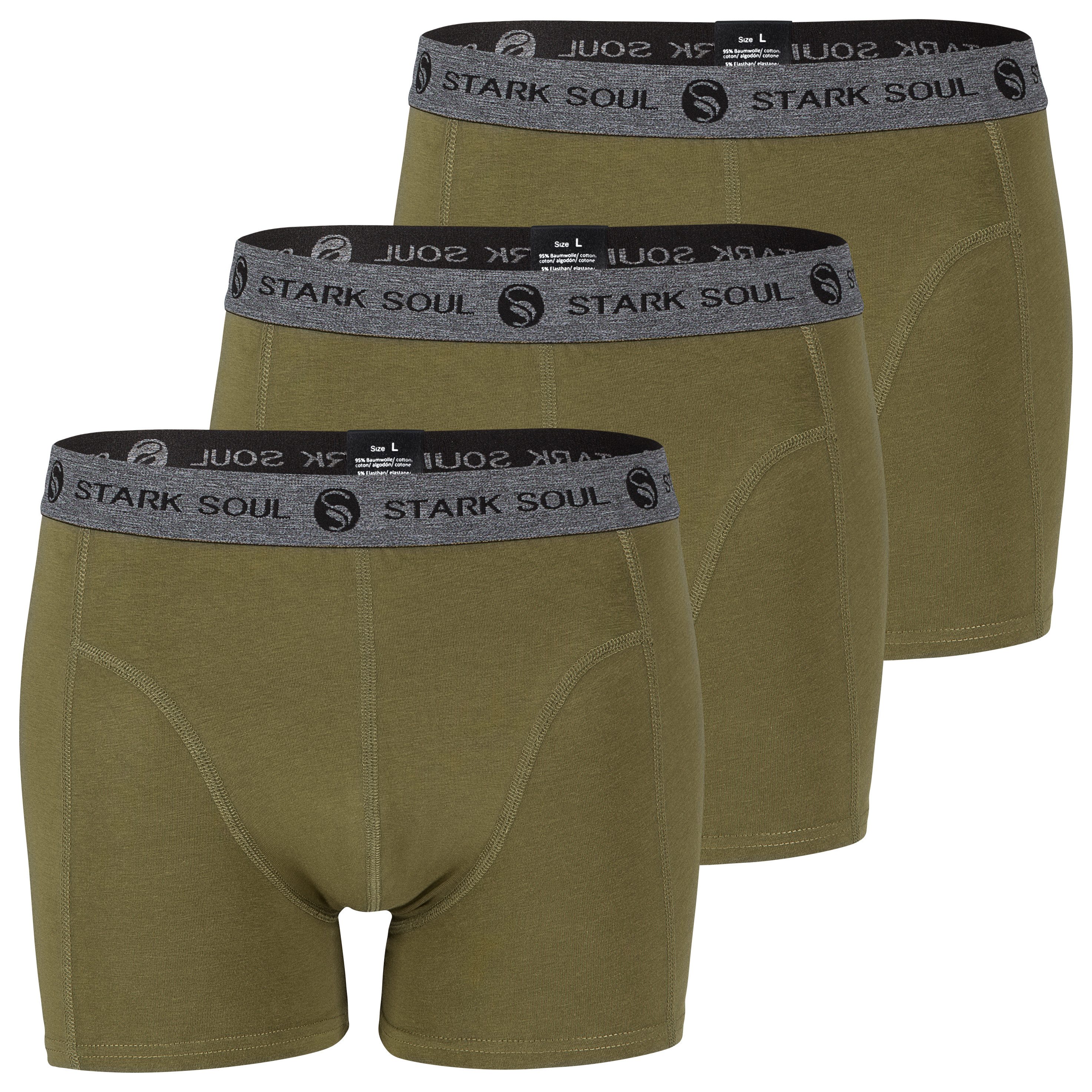 Stark Soul® Boxershorts Herren Boxershorts, 3er Pack, Retroshorts, Trunks - weiche Baumwolle 3er-Pack