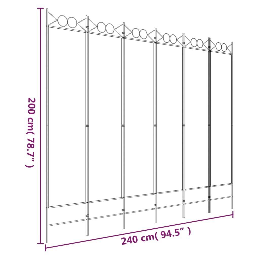 furnicato Raumteiler 6-tlg. Braun Stoff Paravent 200x200 cm