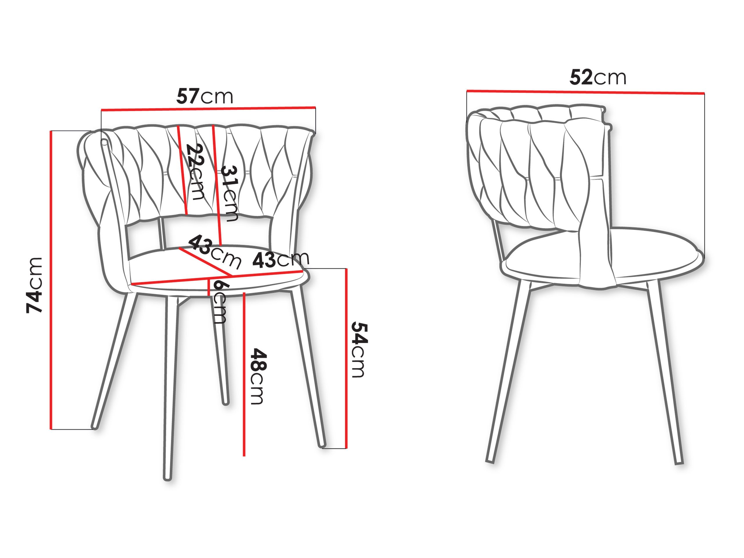 MIRJAN24 Stuhl Muz DC-1141/CM (2er-Set), Verchromte Metallfüße
