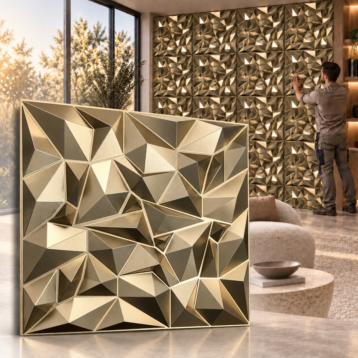 IKHEMalarka 3D Wandpaneel 3D Paneele PVC Kunststoffpaneele, BxL: 50,00x50,00 cm, 0,25 qm, (1 Stück, 3D Wandpaneele Deckenpaneele) hochwertige & harte PVC 3D Platten Wand & Decke