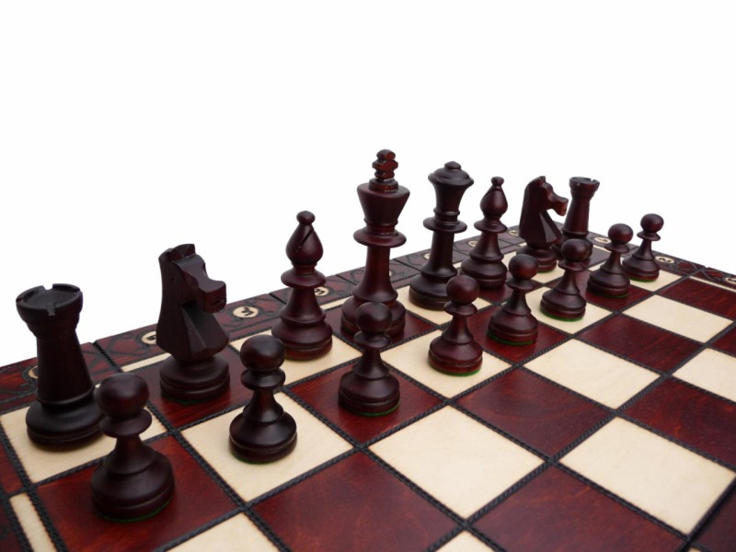 Holzprodukte Spiel Schach Schachspiel Consul Schachbrett 48 x 48 cm SET braun schwarz