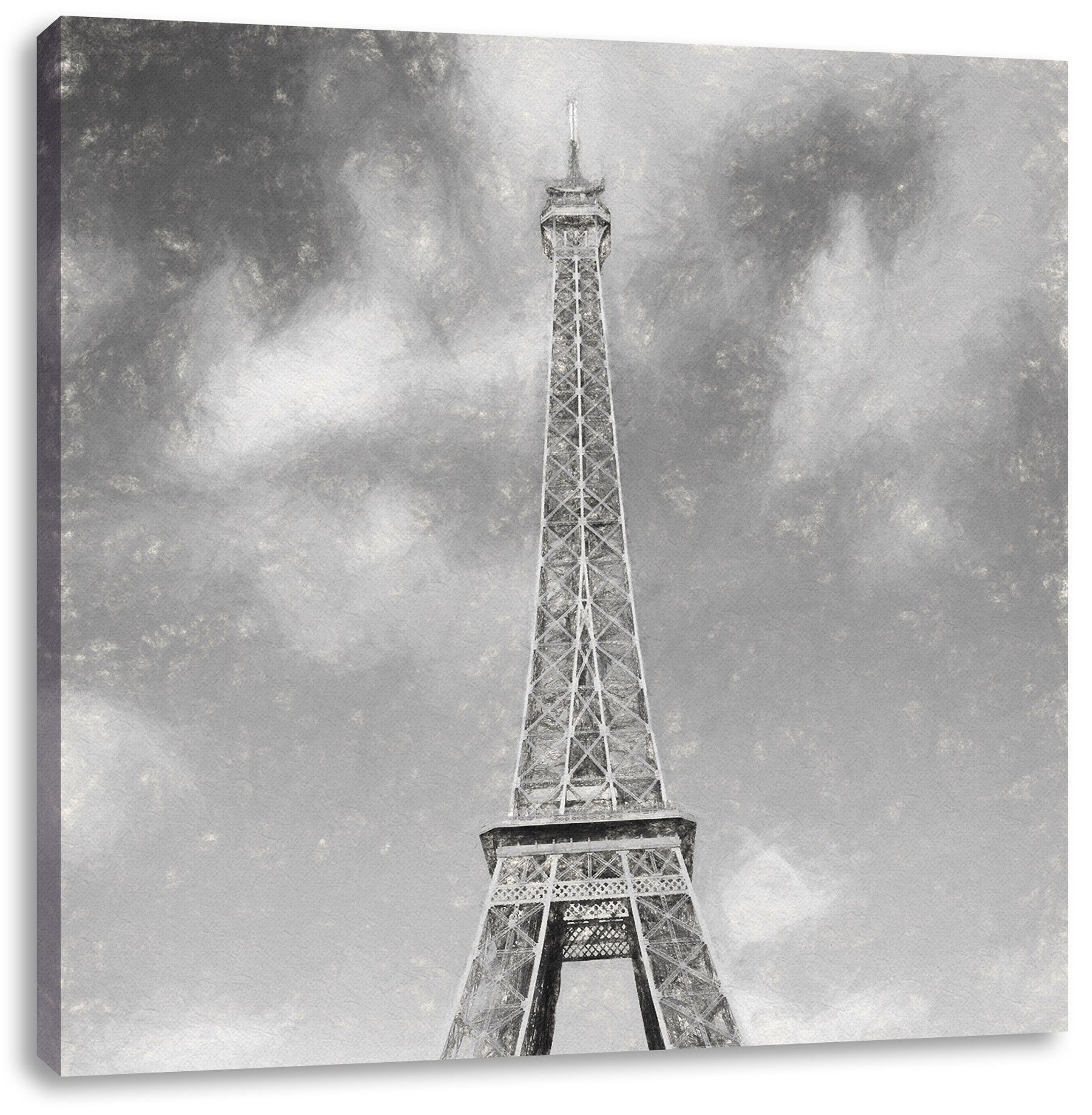 Pixxprint Leinwandbild Eifelturm fertig Leinwandbild inkl. Eifelturm Paris in Zackenaufhänger in Paris, (1 bespannt, St)