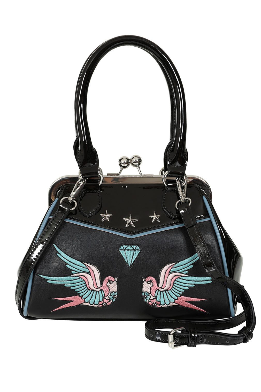 Banned Handtasche The Swallows Return, Rockabilly Vintage Schwalben Lack