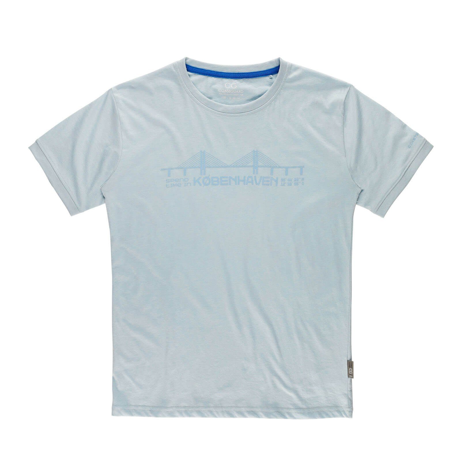hellblau Köbenhaven Herren Baumwolle aus Coastguard - Print T-Shirt mit Kurzarmshirt T-Shirt