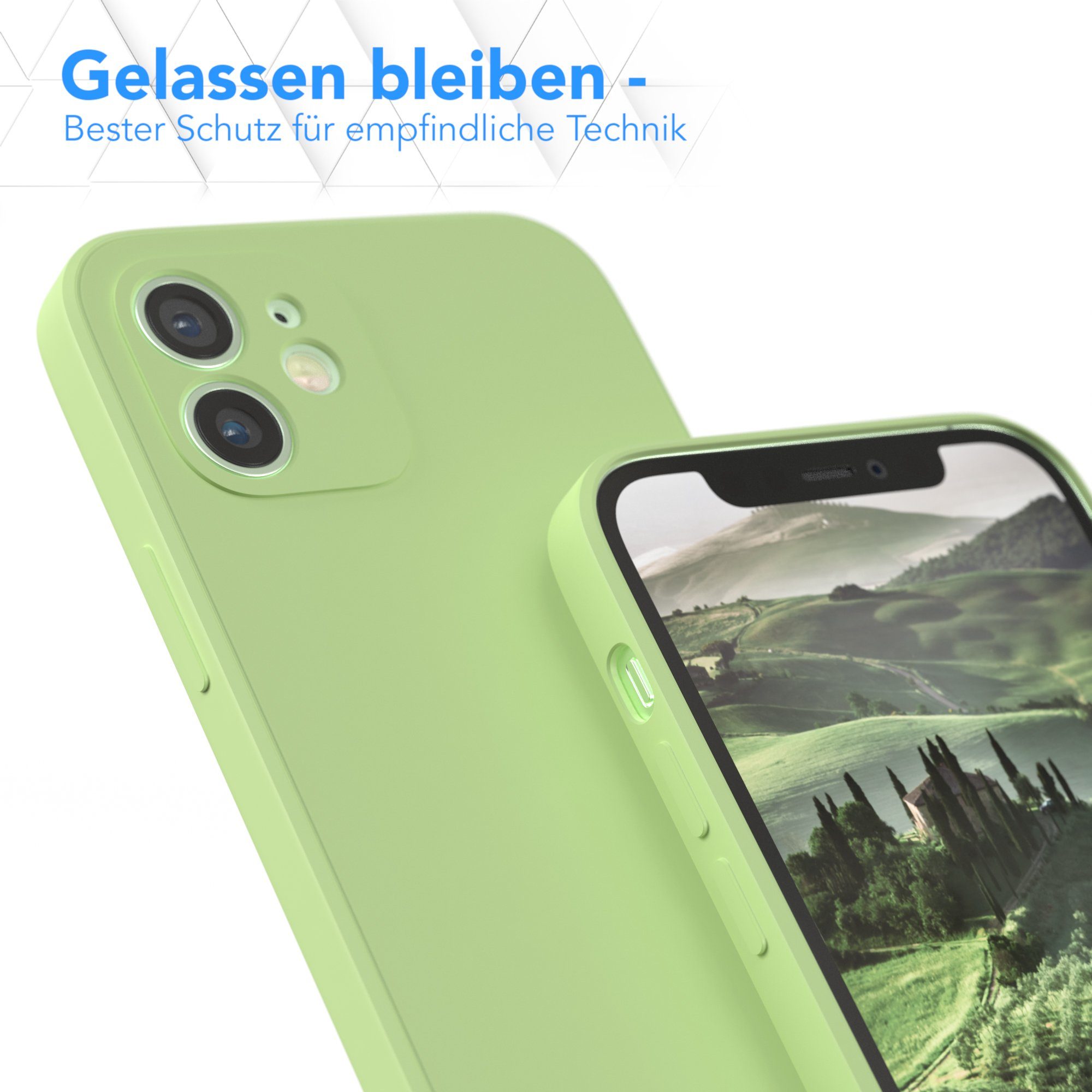 EAZY CASE Handyhülle für Apple iPhone 12 / 12 Pro Hülle Silikon 6,1 Zoll, Smart Slimcover Matt Silikon Schutzhülle mit Kameraschutz tpu Grün
