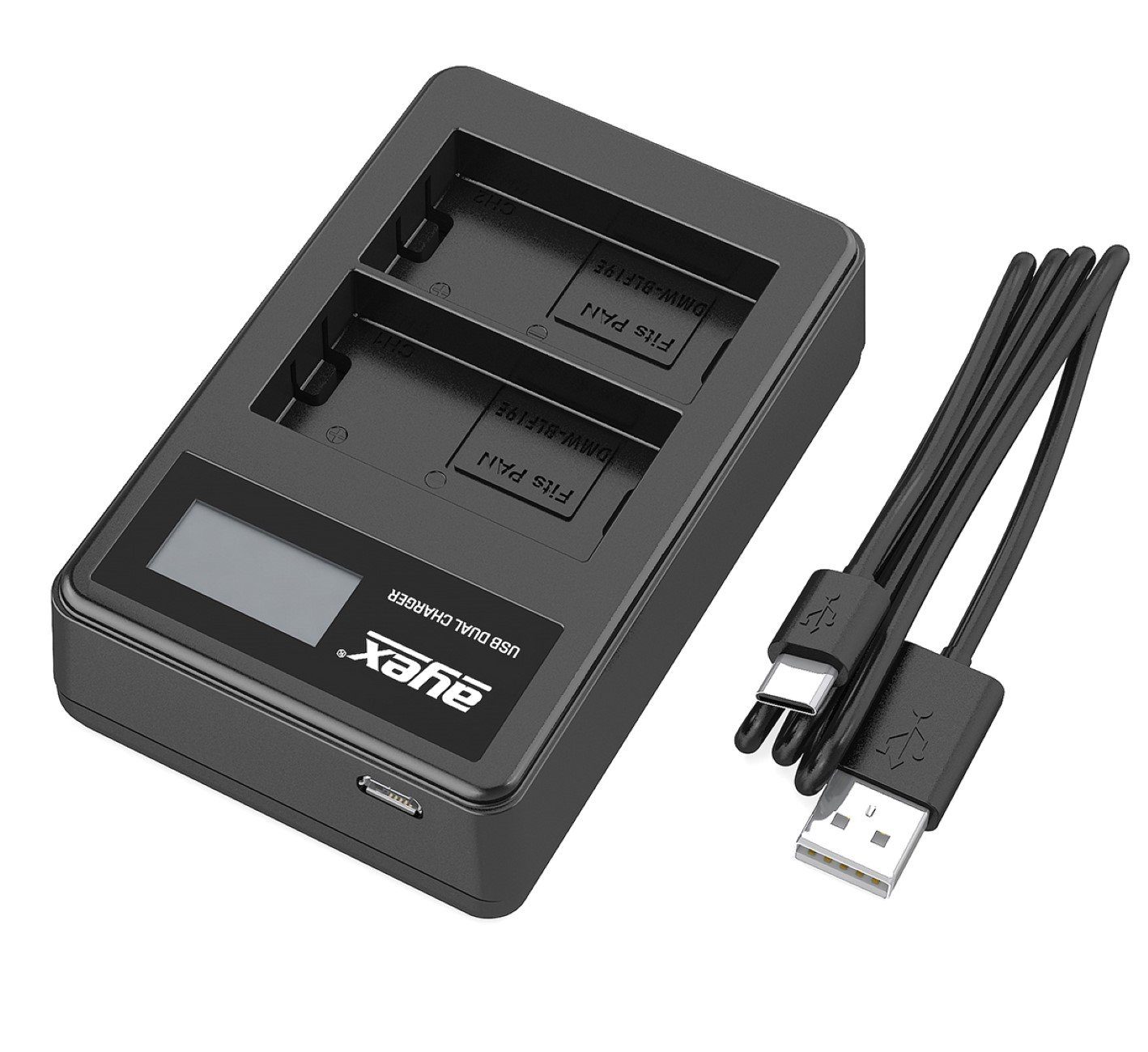 USB + Panasonic 2x für Dual- 1x ayex ayex DMW-BLF19E Kamera-Akku Ladegerät Akku