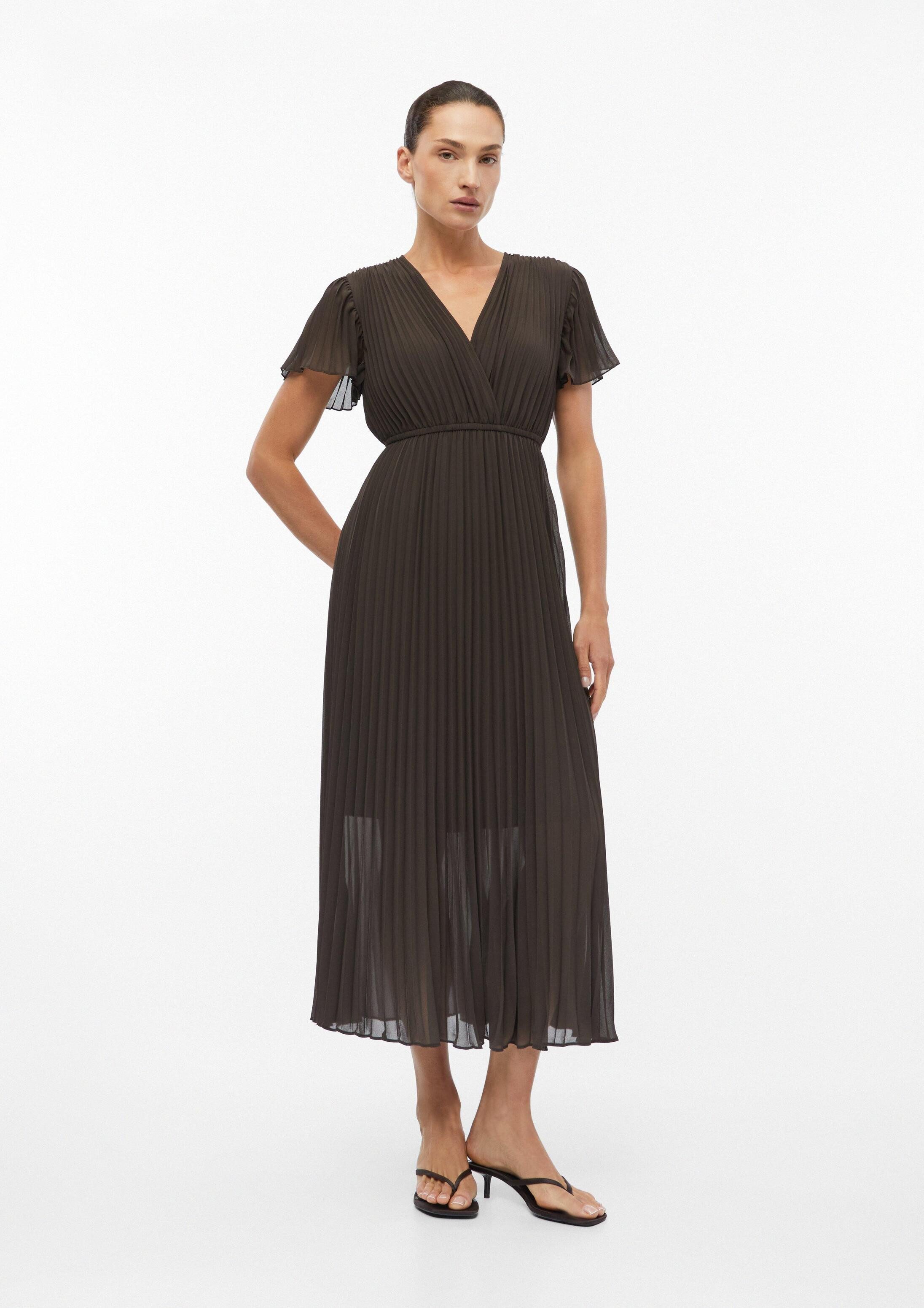 comma Maxikleid Kleid Plissiertes Kleid in Midilänge