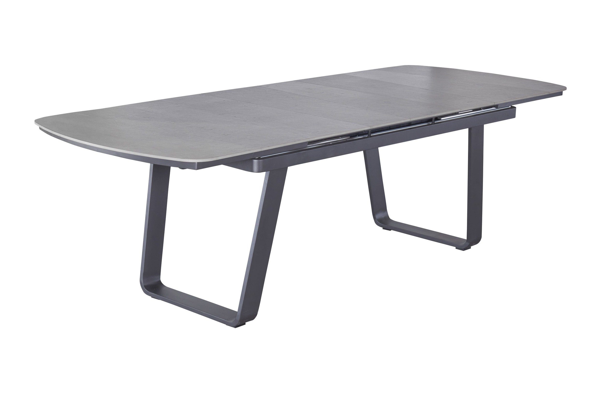 LC Garden Gartentisch Diwo 200/260x100cm grau Aluminium/sintered stone (1-St., 1 Tisch), U-Gestell Ausziehtisch mit Synchronauszug