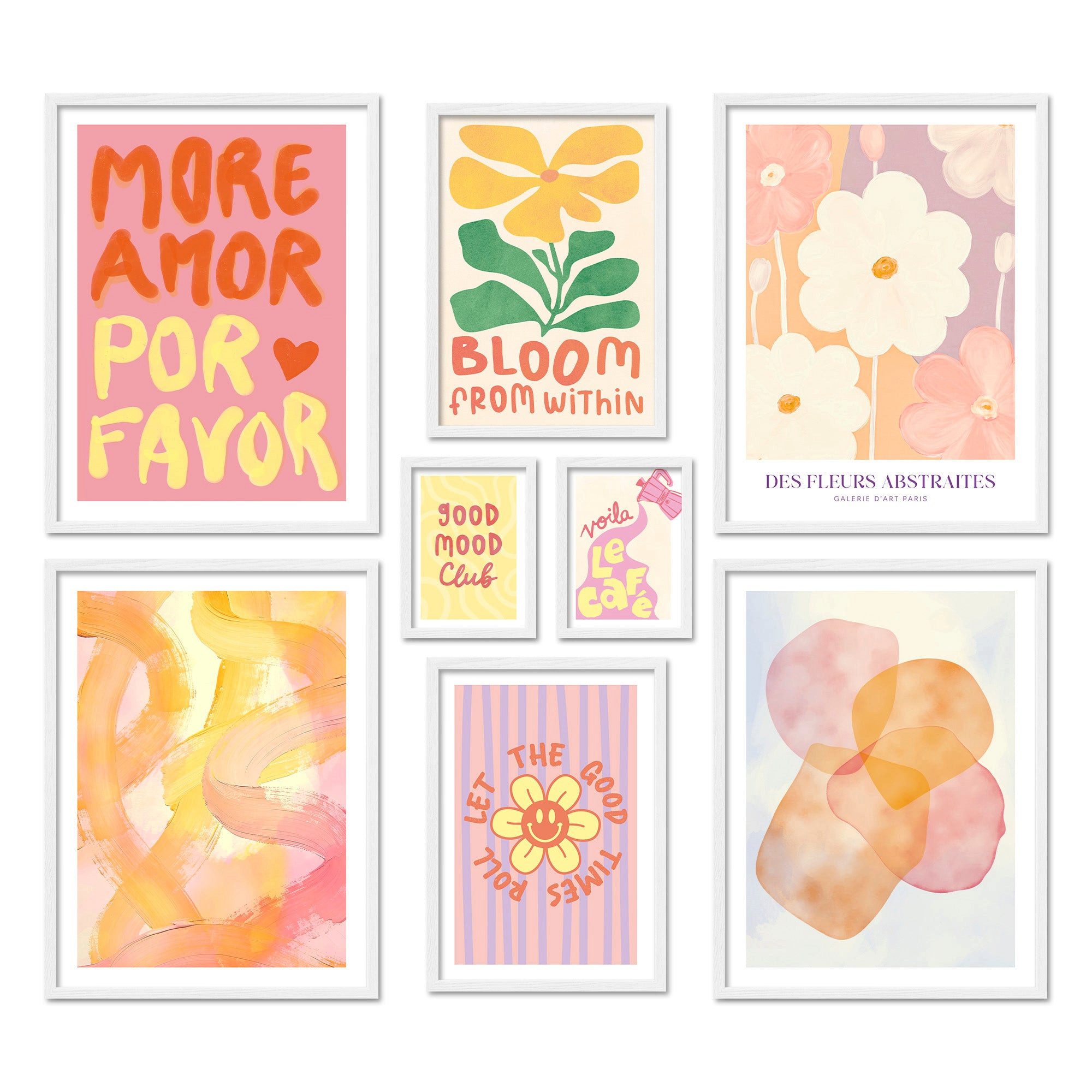 ARTFAVES Bilder-Collage Poster Set Abstract Dopamine Decor I mehrteilige Bilderwand I Wandbild, (Wandbilder modern, 8 St)