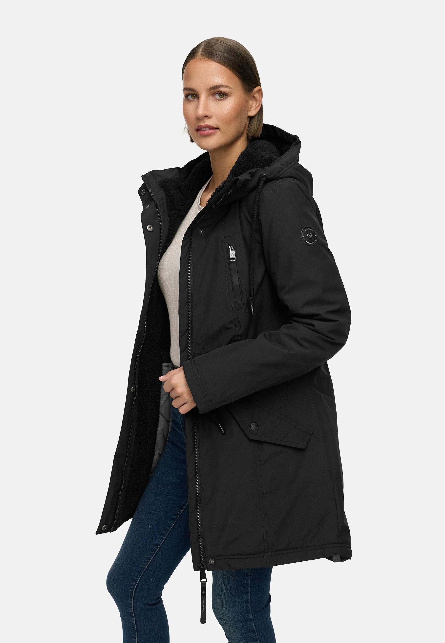Ragwear Wintermantel Elsien wasserdichter Winterparka mit Teddyfell-Futter