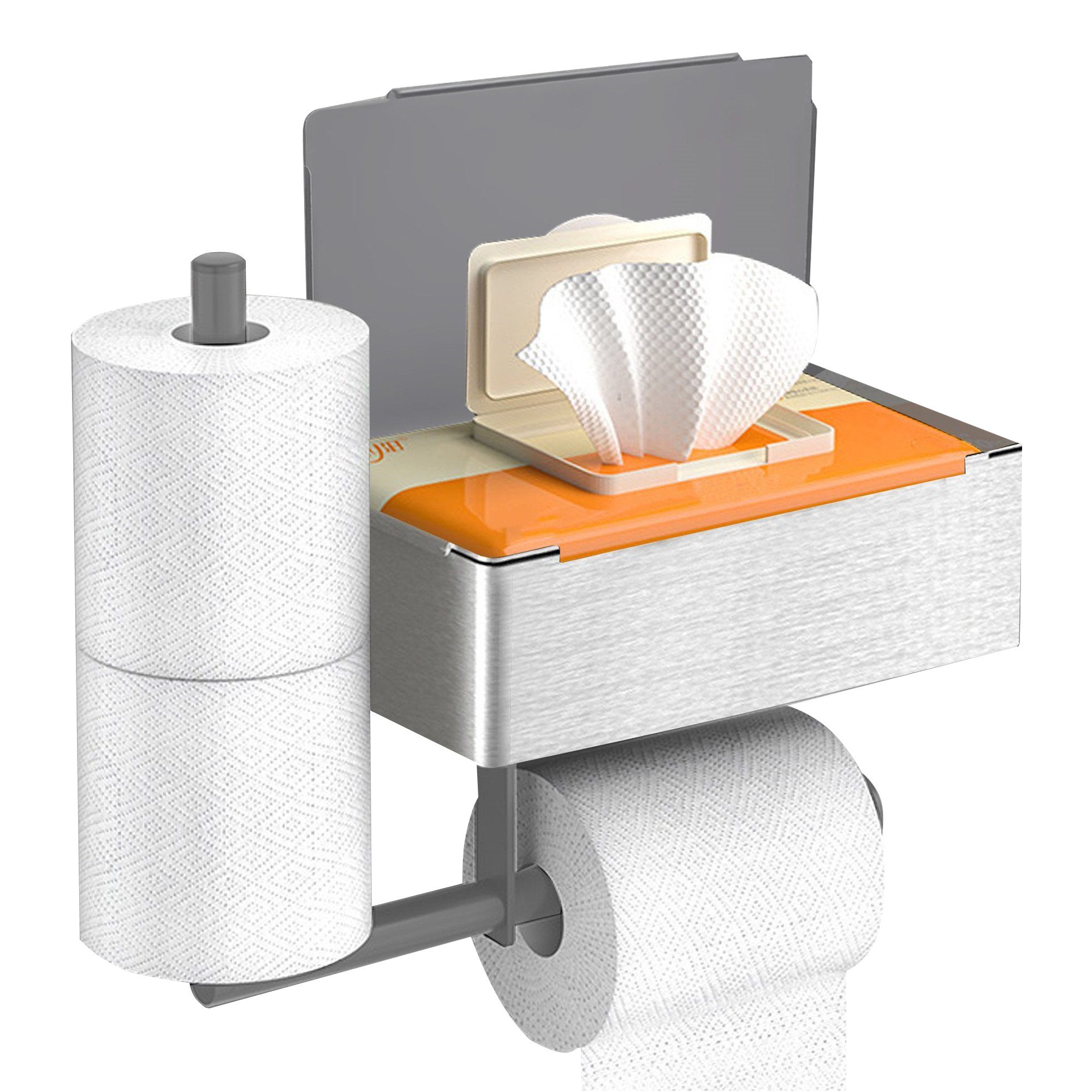 DAKYAM Toilettenpapierhalter mit Feuchttücherbox Selbstklebend, für günstig online kaufen