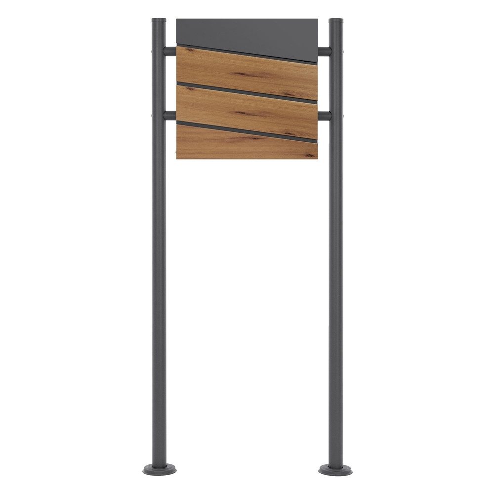 ML-DESIGN Standbriefkasten Wandbriefkasten Briefkasten Postkasten mit Zeitungsfach inkl. Standfuß, Briefkastenanlage mit Standfuß Anthrazit 120 cm Mailbox mit Pfosten