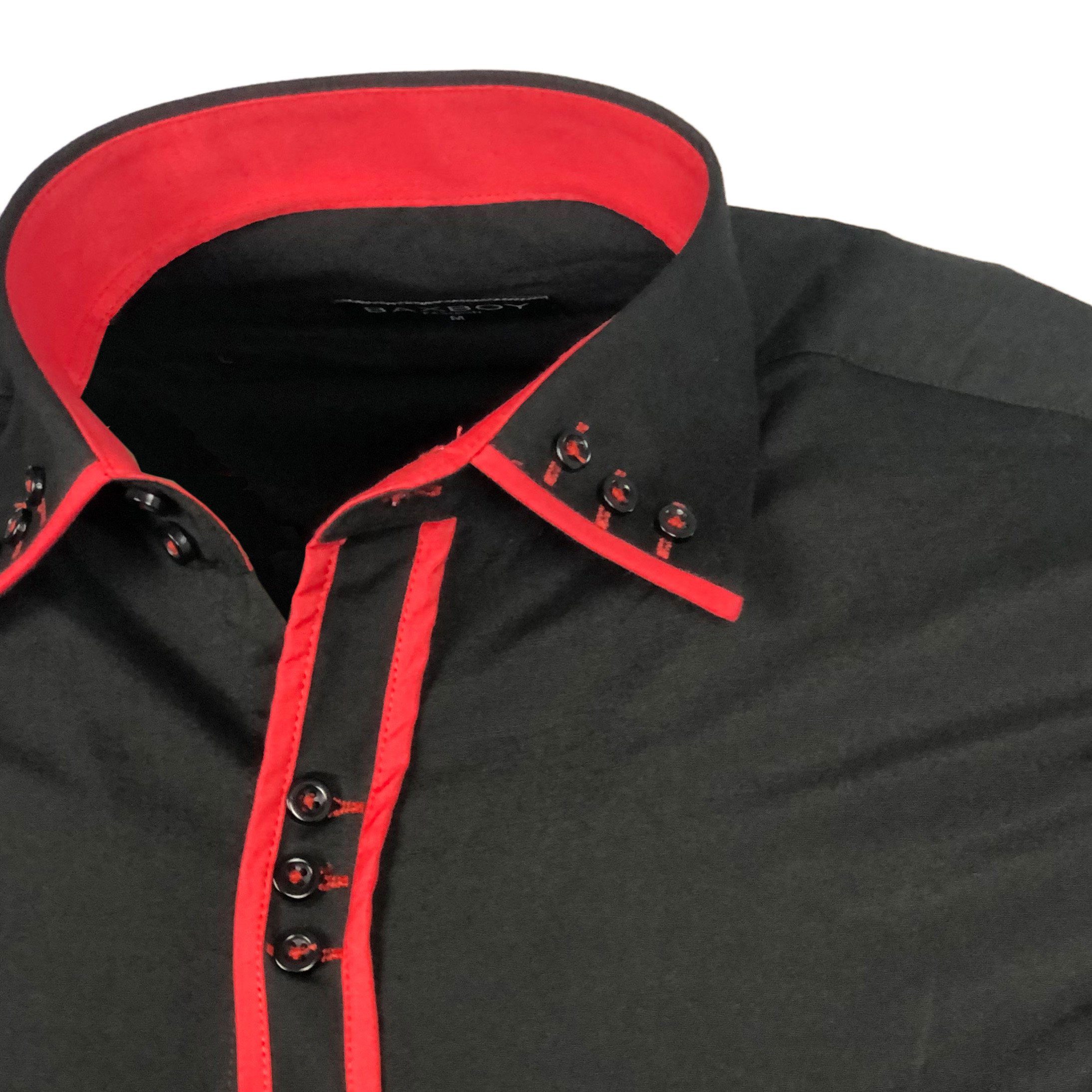 Baxboy Langarmhemd Baxboy Herren Hemd Kentkragen Hemden Slim Fit mit Kontrasten Farbe