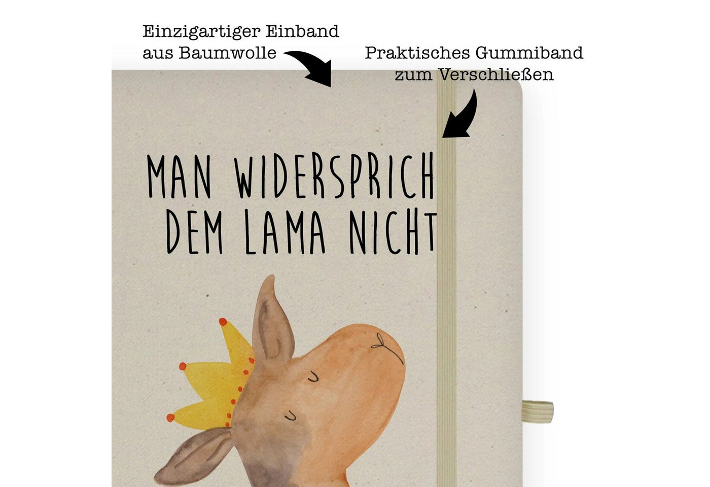 Thumbnail - Mr. & Mrs. Panda Notizbuch Lamakopf König - Transparent - Geschenk, DIN A4 Notizheft, DIN A4 Not Mr. & Mrs. Panda, Kreat...