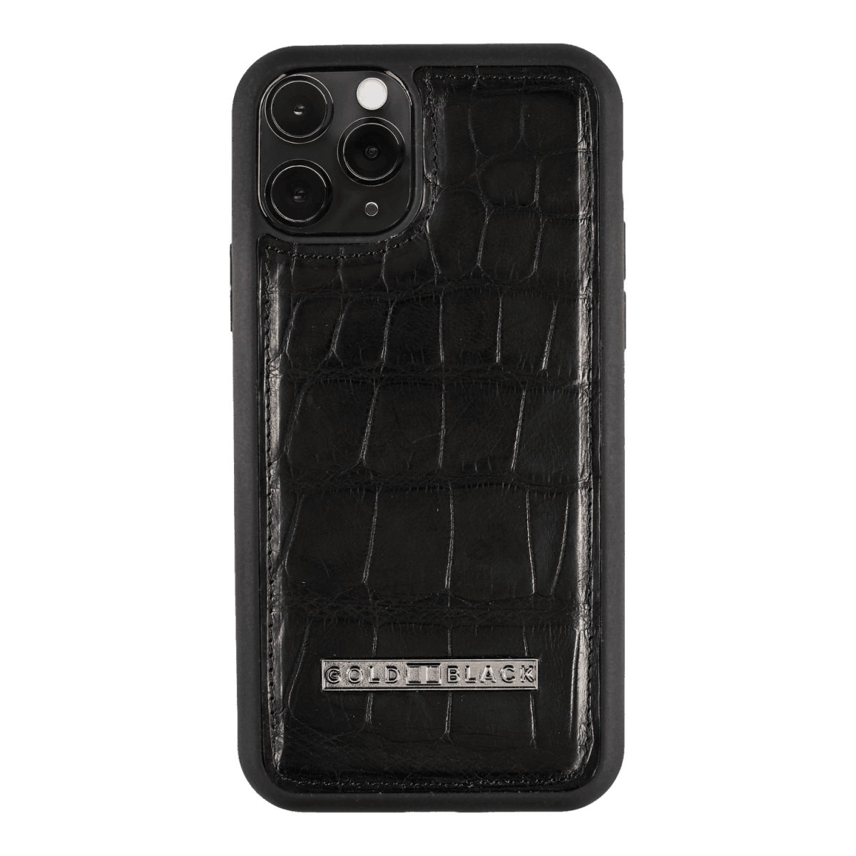 GOLDBLACK Handyhülle GOLDBLACK iPhone 11 Pro Lederhülle Krokodilleder Schwarz