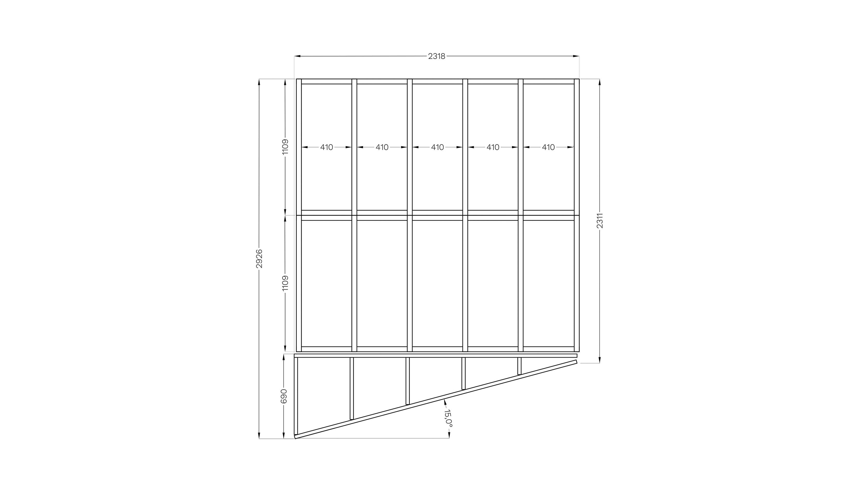 Konzept, Rhombus Gartenhaus 237x307 BERTILO cm BxT: