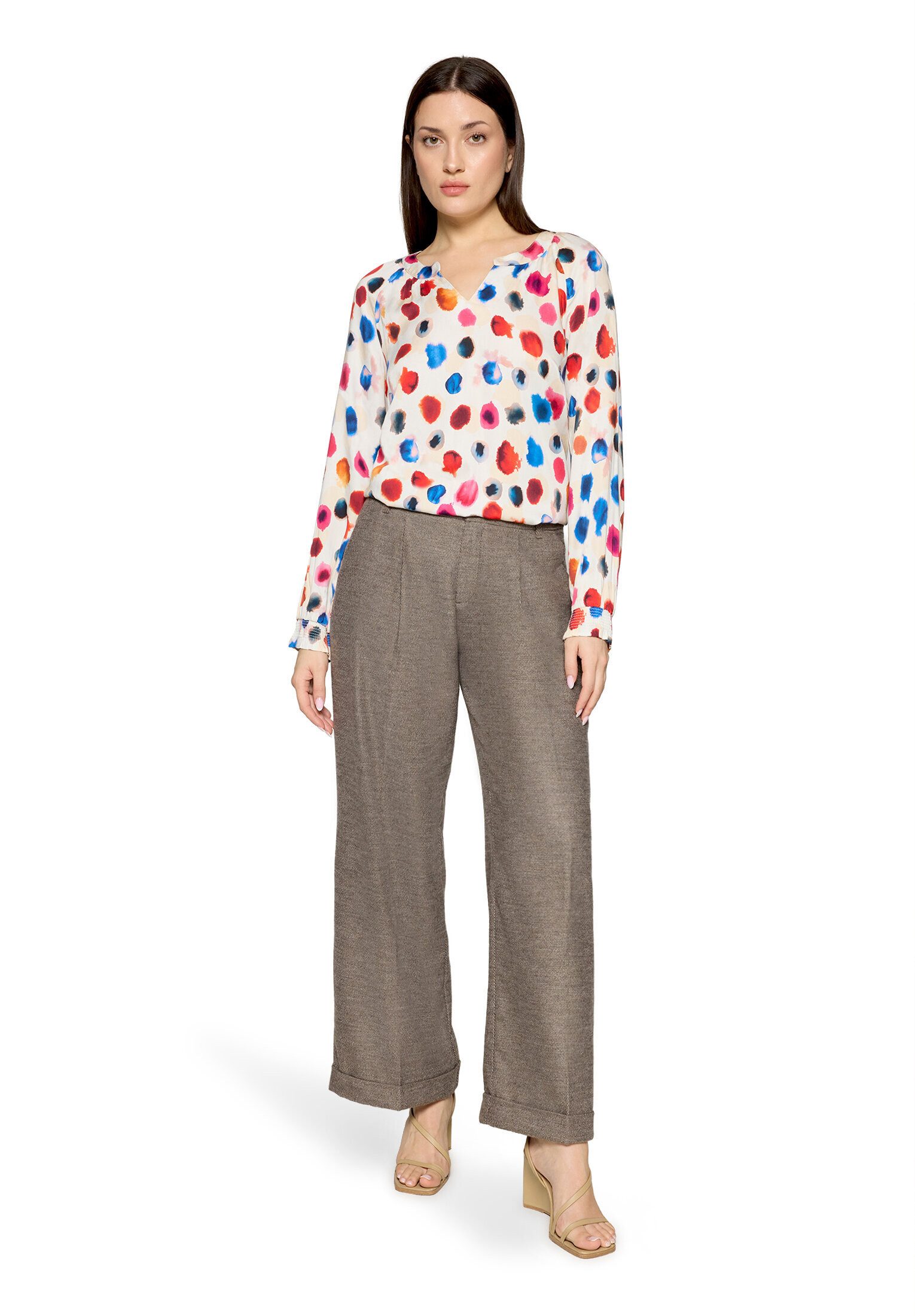 Cartoon Schlupfbluse Damen mit Raffung