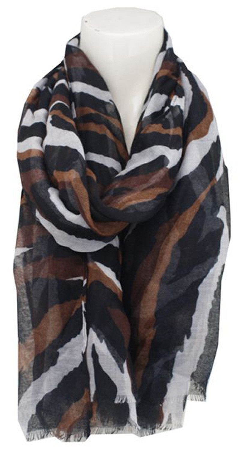 chic4home Schal Dreamy Flair, (1-St. 1-teilig), sommerlicher Damen Schal Tigerlook 80x180cm