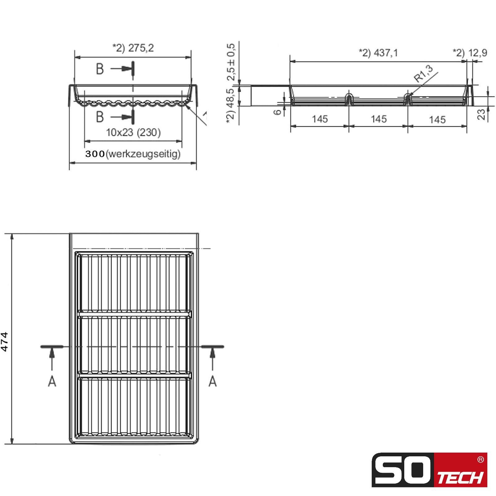 SO-TECH® Schubladeneinsatz SEPARADO Individual (300 x 474 x 51 mm) ab 40cm Schrankbreit (1 St), Gewürzgläsereinsatz schiefergrau genarbt für Gewürzdosen – Bild 4 von 5