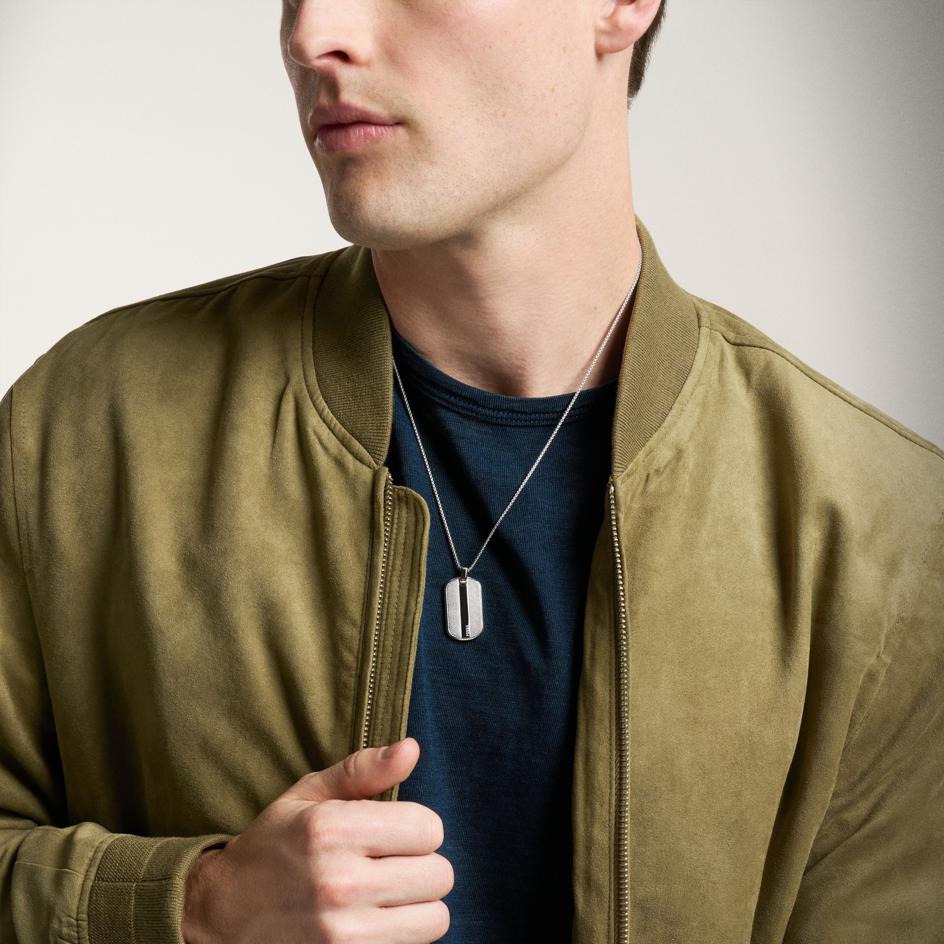 Fossil Kette mit Anhänger Schmuck Geschenk Edelstahl KNOX