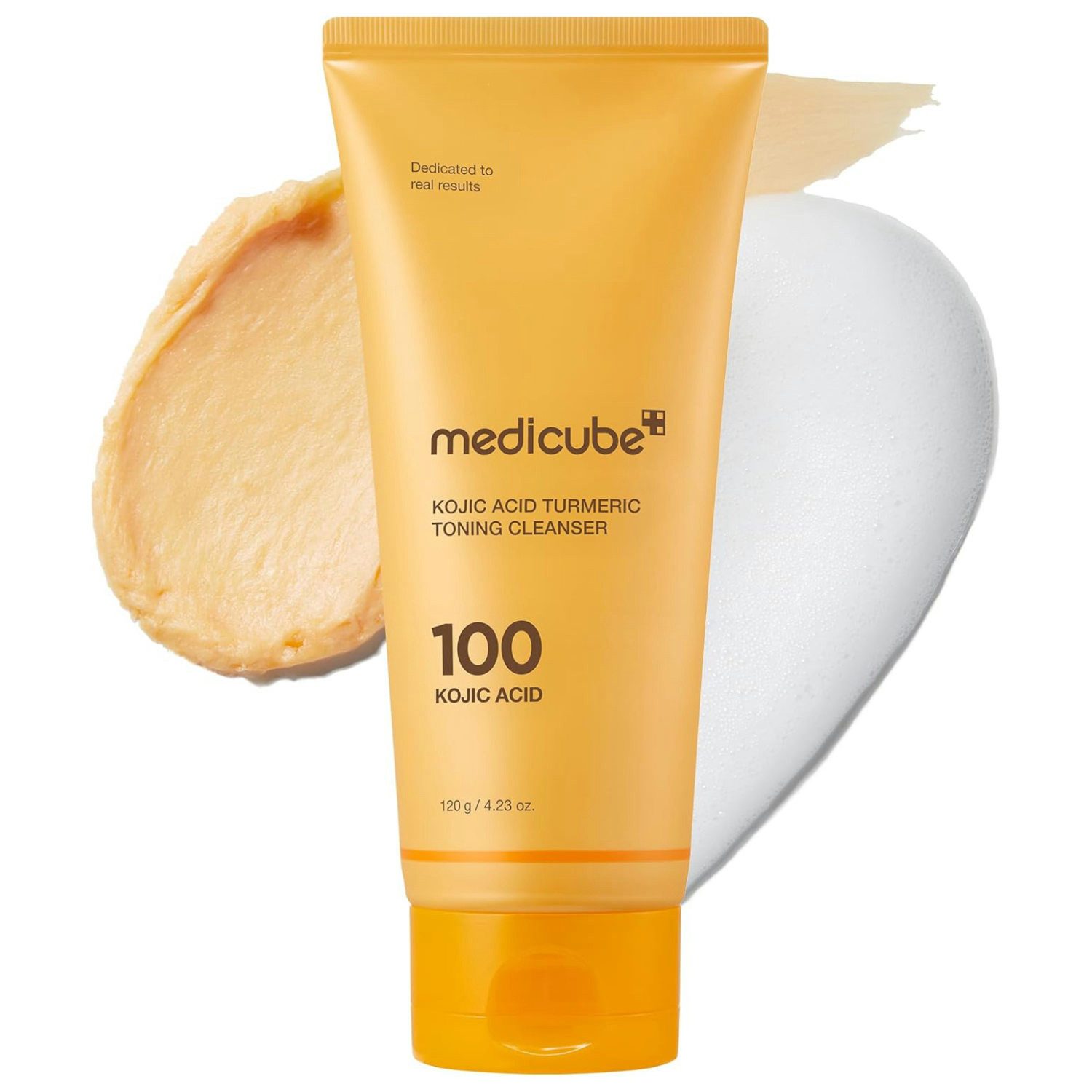 Medicube Gesichts-Reinigungsschaum Kojic Acid Turmeric Toning Cleanser 120 g, Korean Skincare K-Beauty, Reinigt sanft, hellt sichtbar auf & glättet die Hauttextur