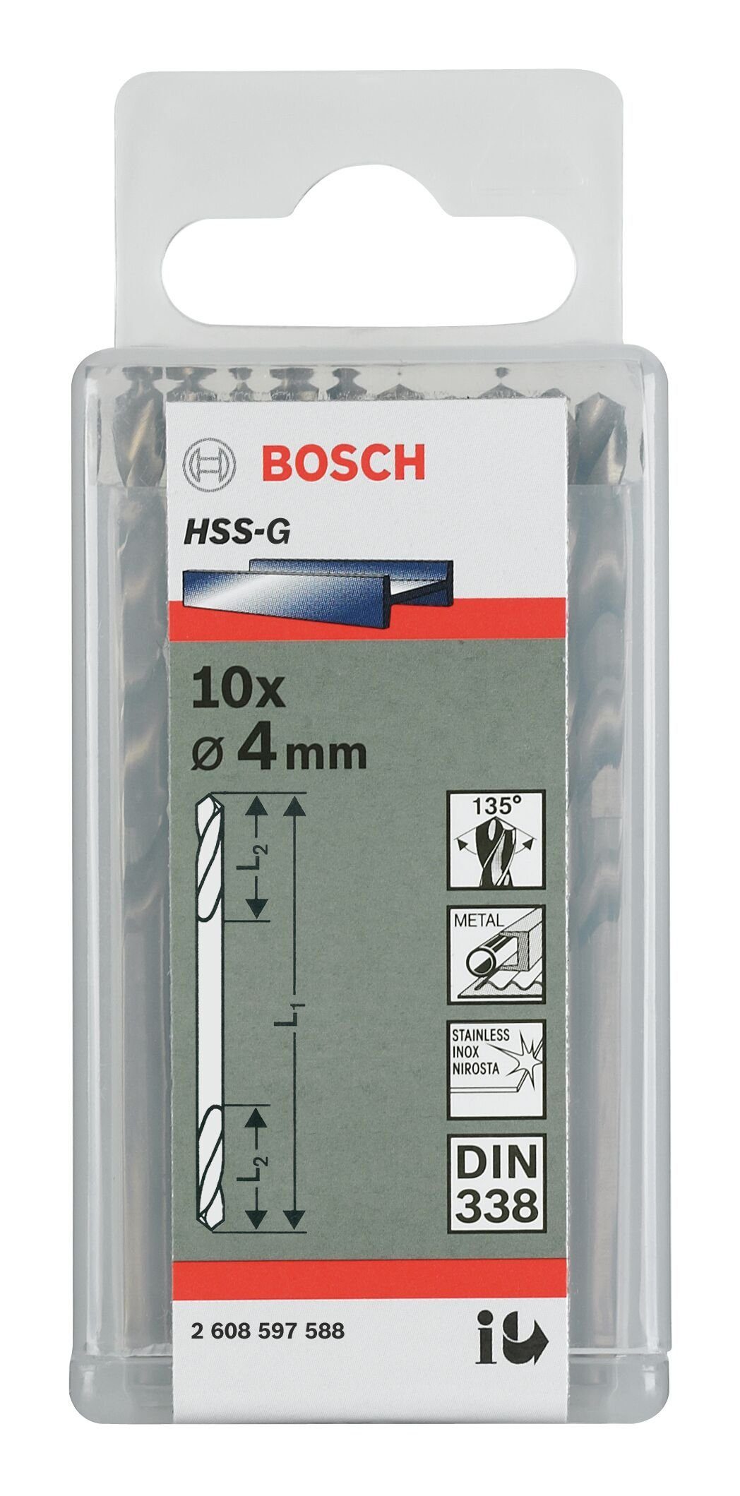 BOSCH Metallbohrer, (10 Stück), HSS-G 10er-Pack x x - 4,5 58 - 17 mm Doppelendbohrer