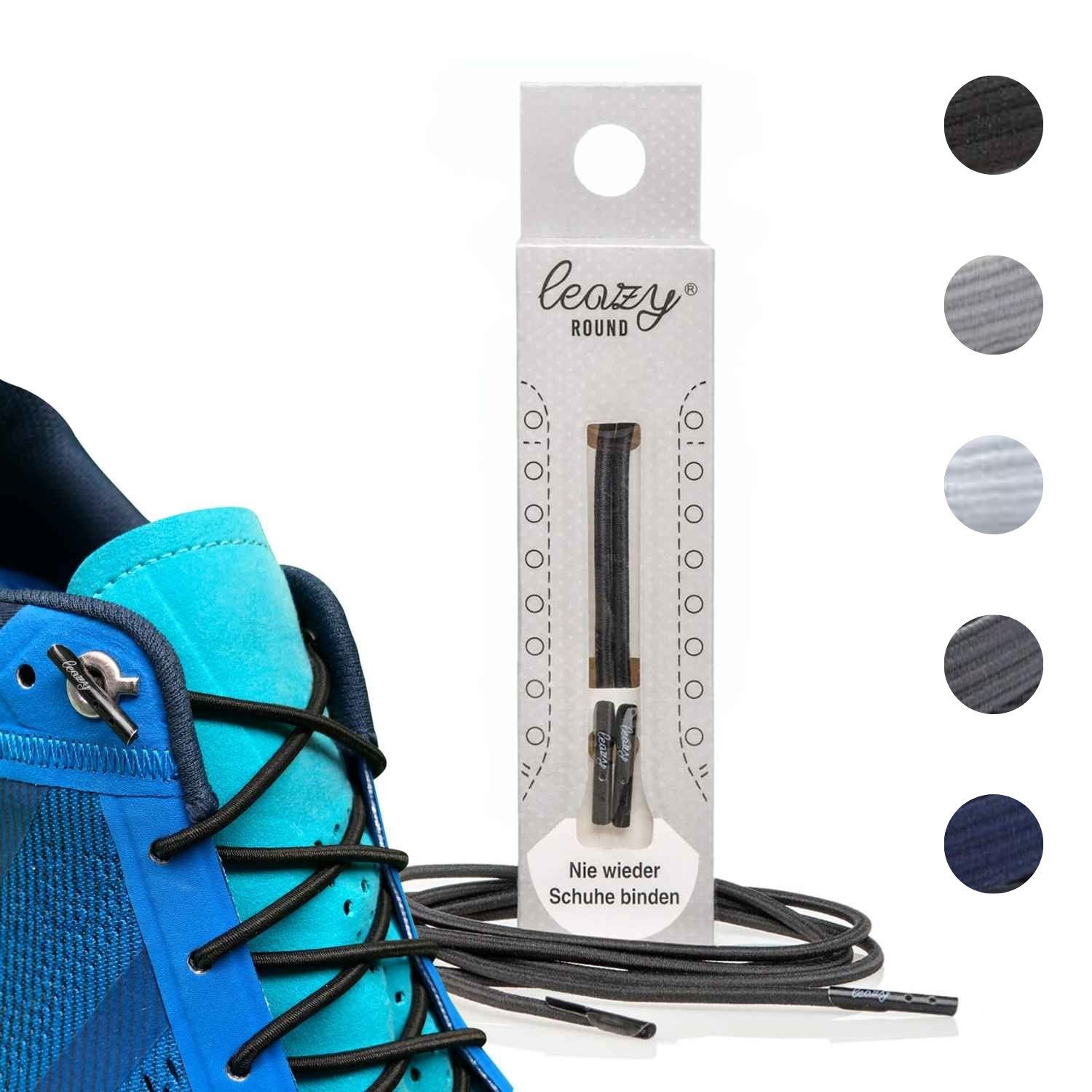 leazy Schnürsenkel ohne Binden Runde Elastische Schuhbänder zum Einhaken ON Cloud Ersatz, Schwarze Gummischnürsenkel für Kinder und Erwachsene