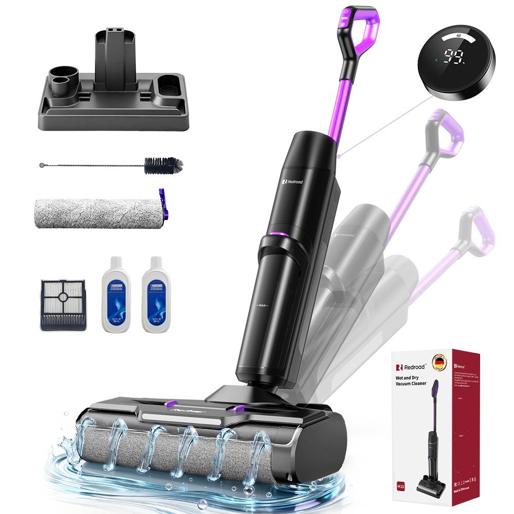 redroad Nass-Trocken-Akkusauger 2026 Saugwischer Smart 3 in 1 20kPa /OLED Nass Trockensauger akku, 300 W, 60 dB/eiseIP44/OLED-Display/14X3800mhA/Nass Trockensauger akku