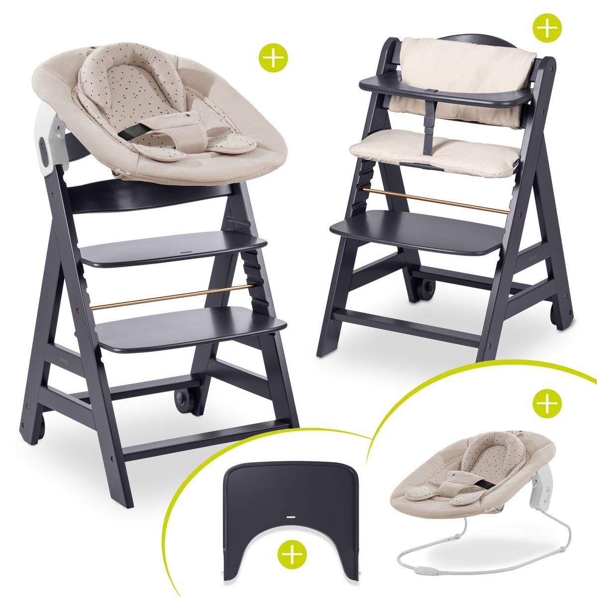 Hochstuhl Beta Plus Dark Grey - Newborn Set - Winnie the Poo
