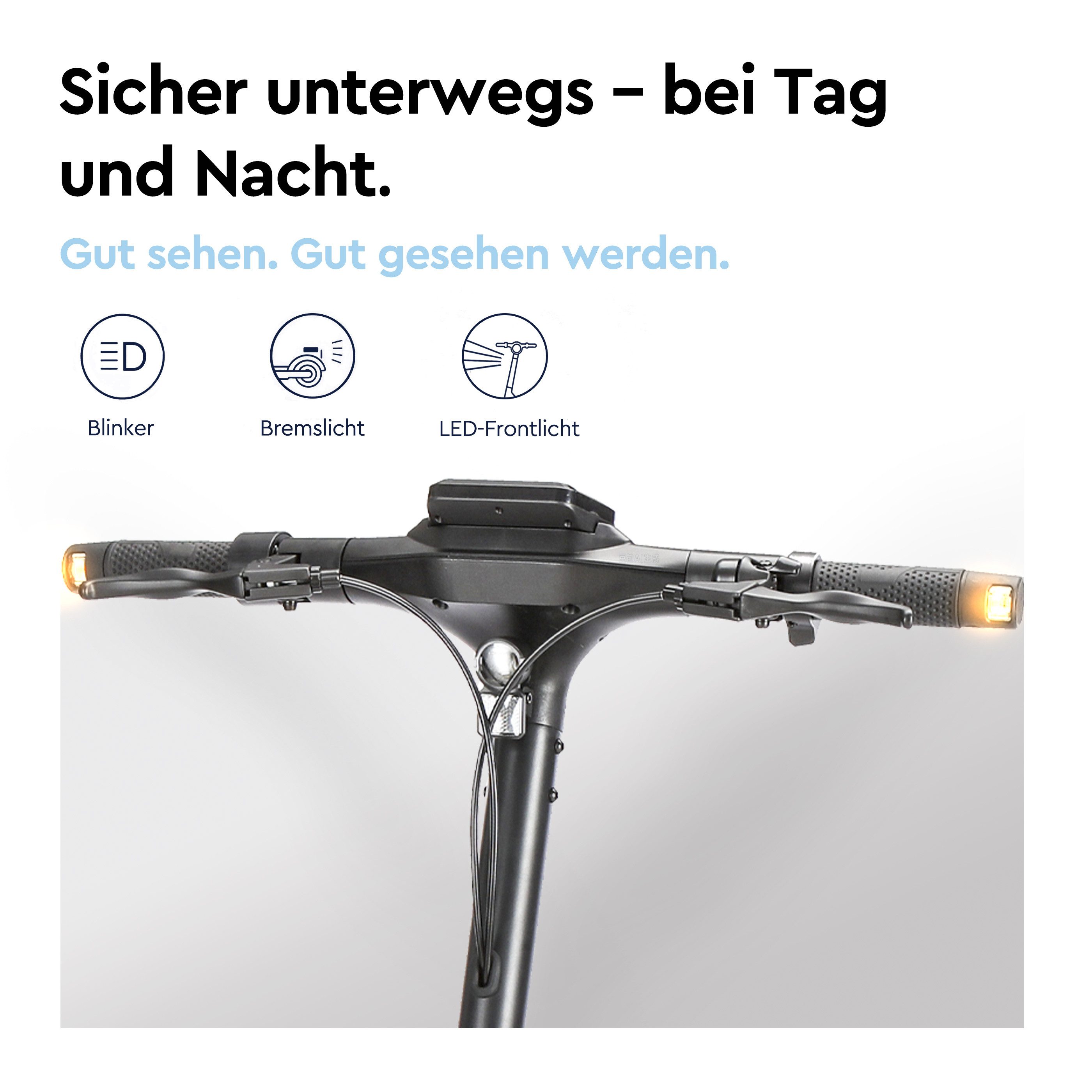 Valden E-Scooter GT mit Straßenzulassung 500 W 45 km Blinker pannensicher NFC Lock, 500 W, 20 km/h, 1000W Spitzenleistung, Vollfederung, 140 kg Tragkraft