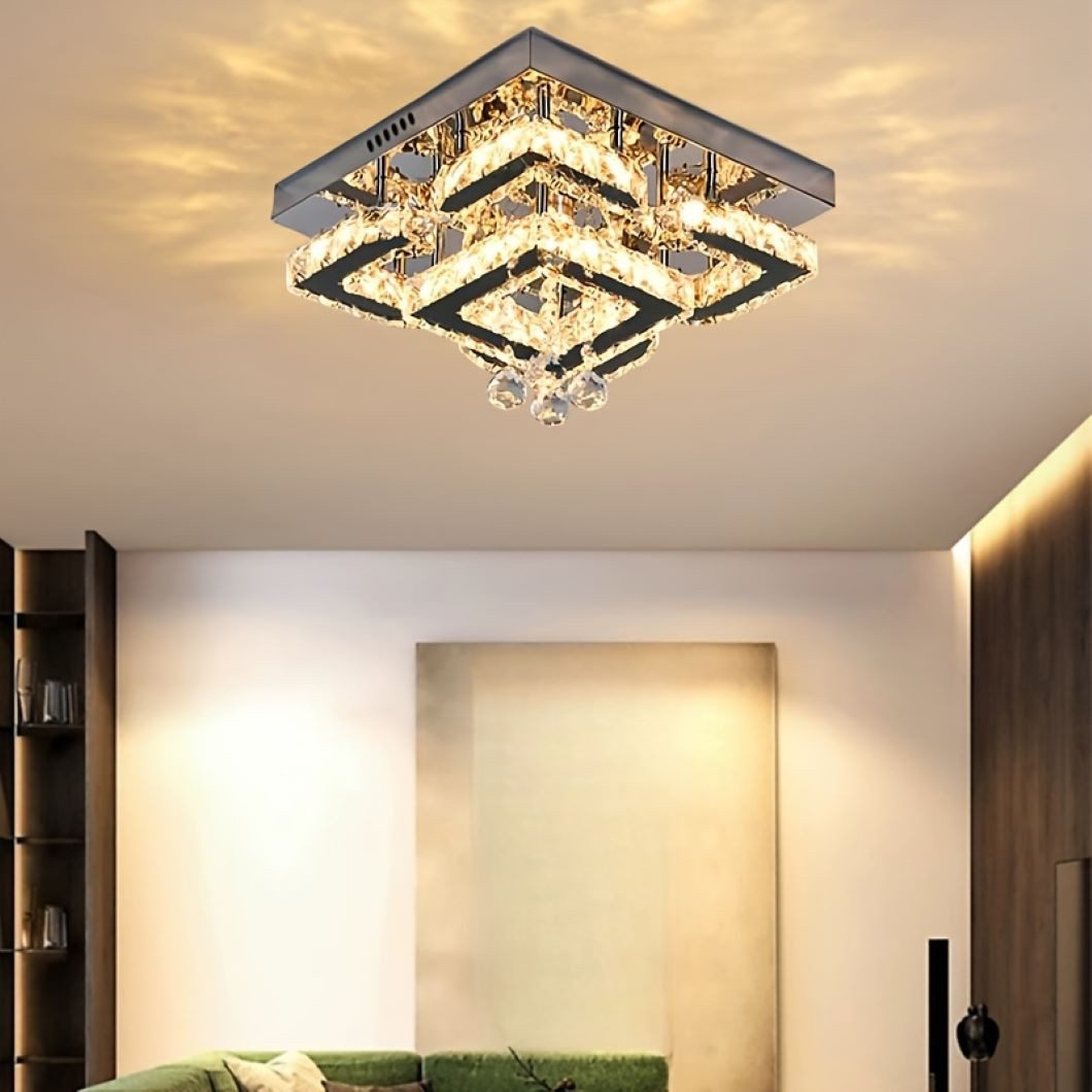 JDONG LED Deckenleuchte Deckenlampe Esstisch Dimmbar Kristall Pendelleuchte, K9 Kristalle, 30cm / 33 cm