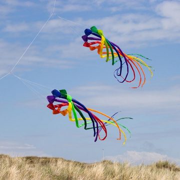 HQ Flug-Drache Drachenschwanz HQ Soft Swirl Rainbow 3 m Leinenschmuck Drachenzubehör, (1-tlg), Wunderschöner Leinenschmuck für Ihren Drachen