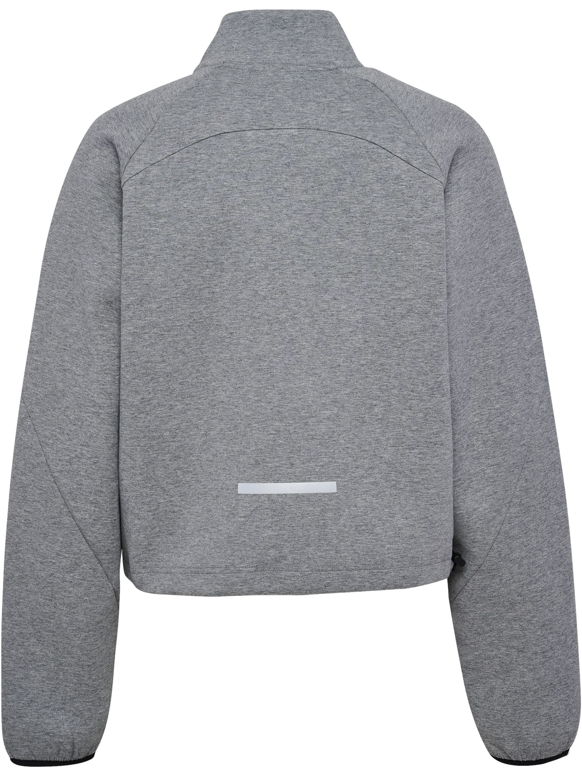 hummel Sweater HMLTECH FLEECE WOMEN BOXY HALF ZIP mit reflektierenden Logodetails, aus Baumwolle, Polyester und Elasthan