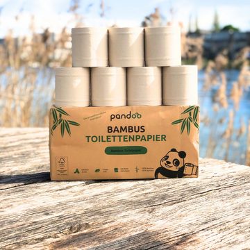 pandoo Toilettenpapier Bambus Toilettenpapier 3-lagig, 100% Bambus, Plastikfreie Verpackung (8-St)