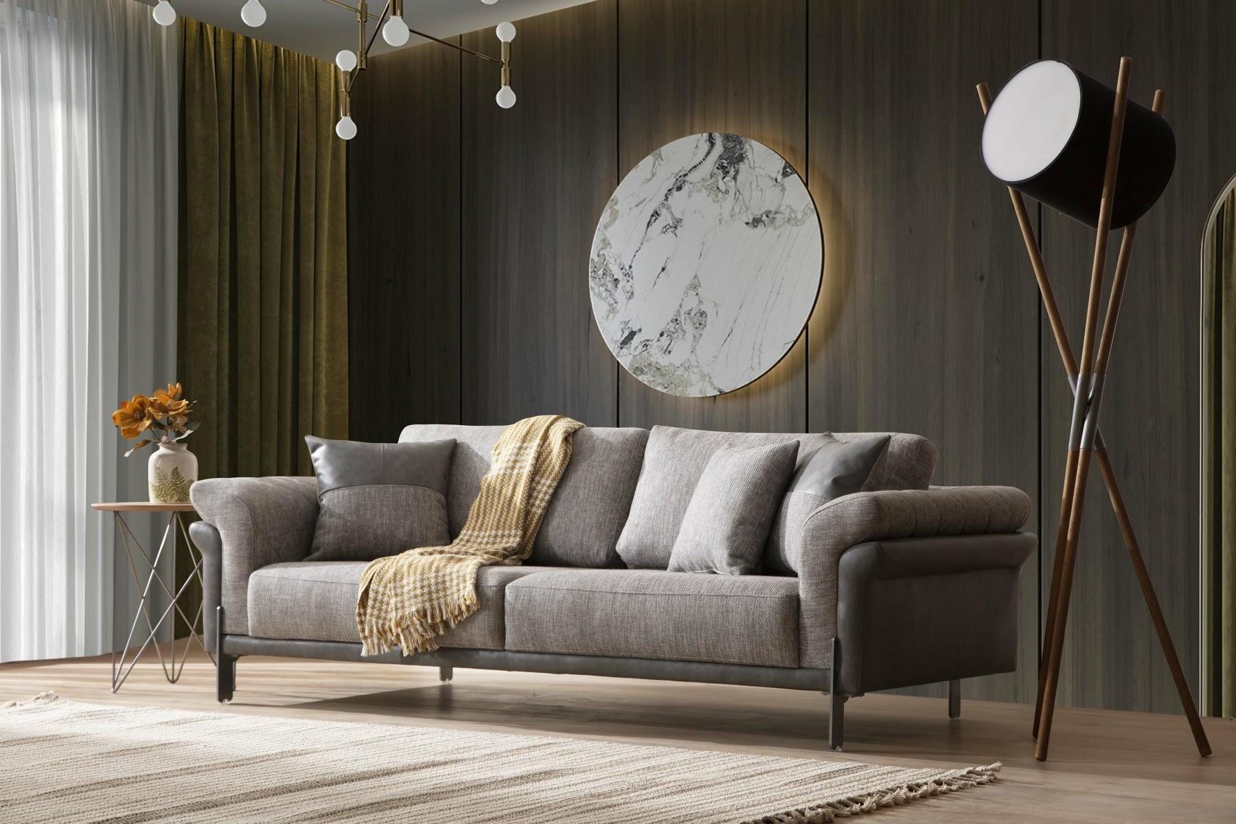 Sofa 3-Sitzer Sofa in Grau für das Wohnzimmer im klassischen Design