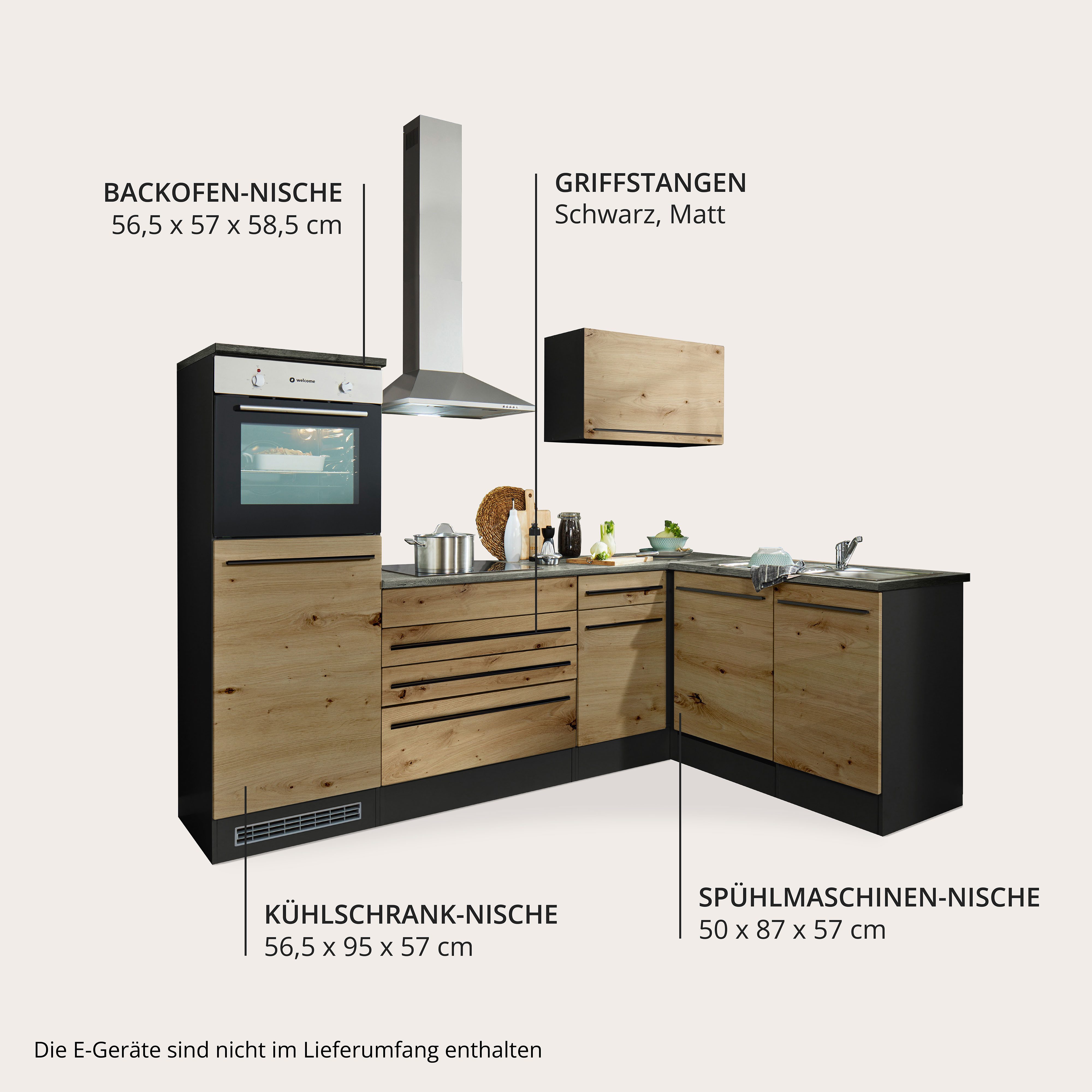 BASIC by Balculina Winkelküche Jazz, Stellbreite 260x175 cm, wahlweise mit E-Geräten