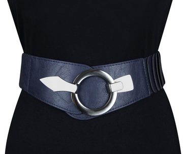 Vanessa & Melissa Taillengürtel Damen 6cm breit (bequemer Stretchgürtel) elastischer Gürtel mit silberner Ring-Schließe