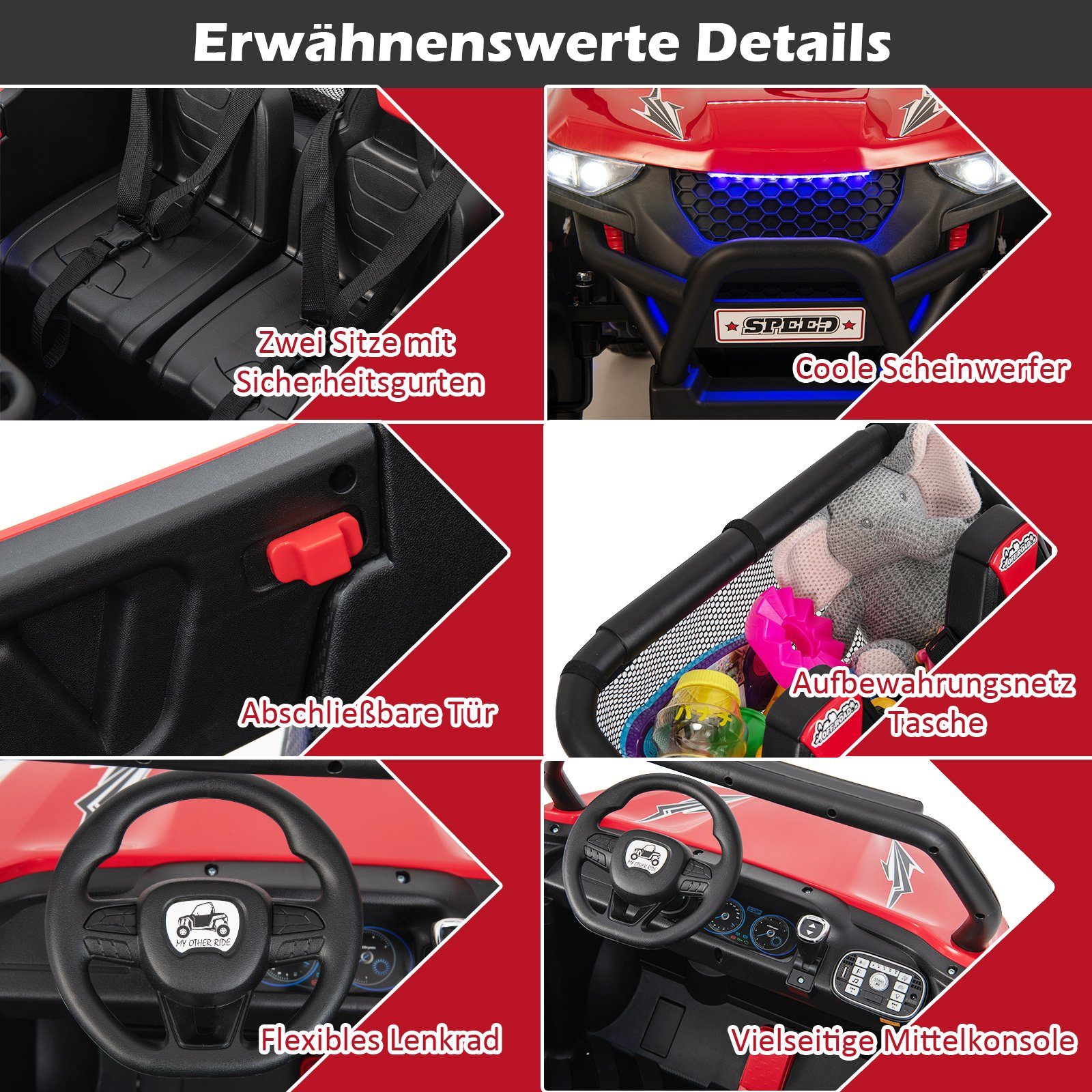 COSTWAY electric children's car 12V children's quad, 2 seats, 2-4 km/h