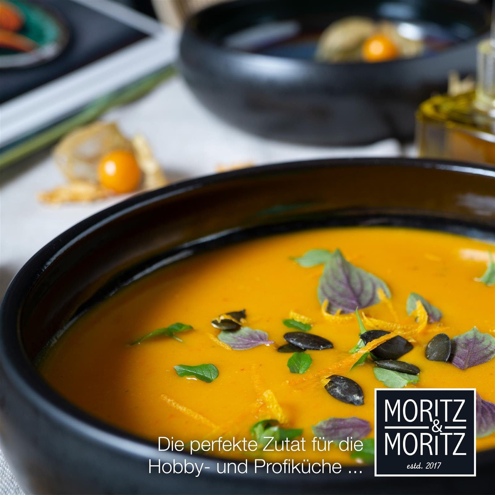 Moritz & Moritz Suppenteller Moritz Suppe, für Teller Müsli Suppen Reaktiv, Bowl Salat & Geschirr Moritz St), Set Schüssel Blau-Braun 4tlg Nudeln, (4 oder