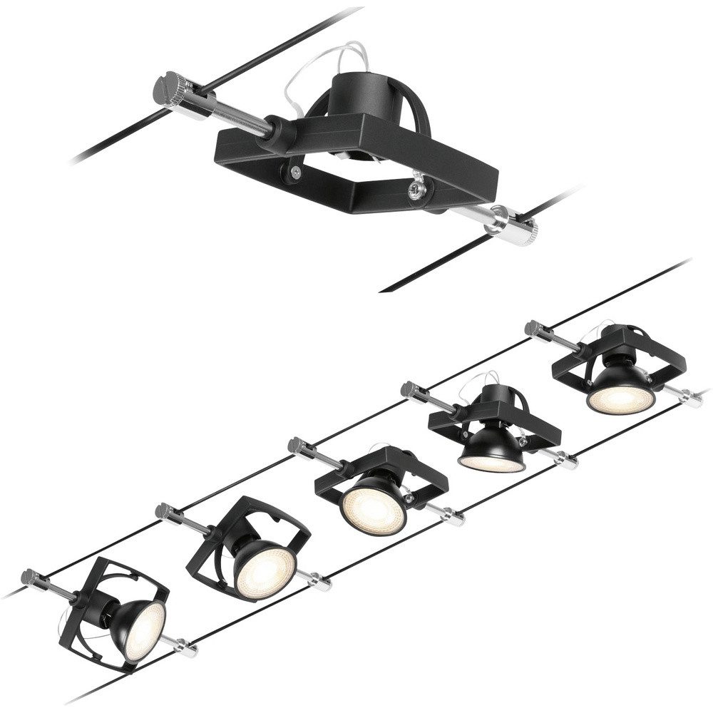 Paulmann Deckenleuchte Paulmann 94434 Seil-Komplettsystem GU5.3 Schwarz (matt), Chrom