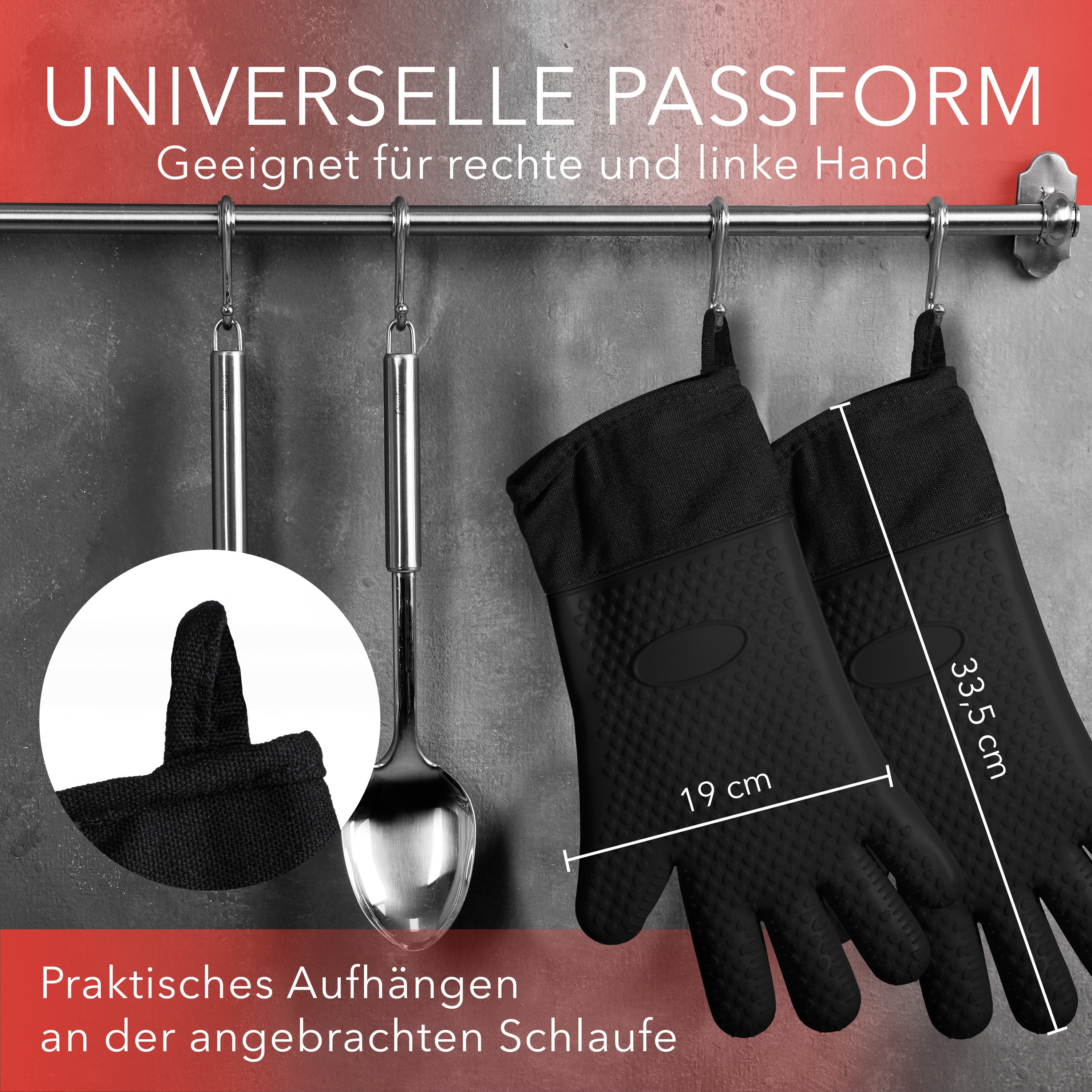 AVANA Topfhandschuhe Silikon Ofenhandschuhe Hitzebeständige Kochhandschuhe günstig online kaufen