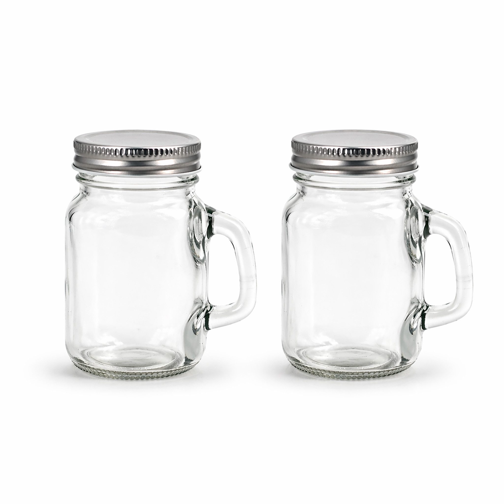 Creativery Deko-Glas, Gewürzgläser 8cm mit Henkel und Deckel 120ml klar transparent 2er Set