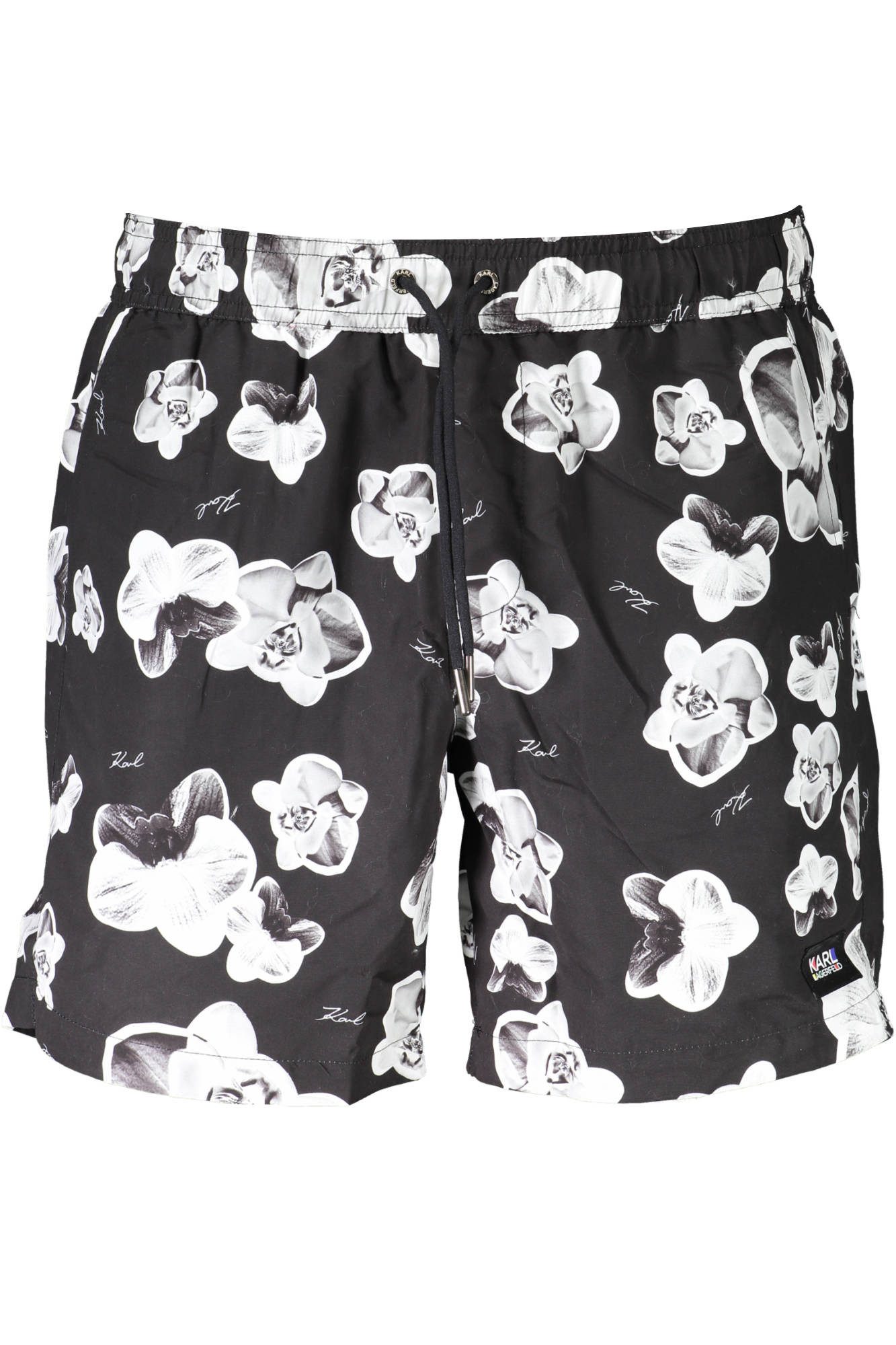 KARL LAGERFELD Badeshorts Stylische mittellange Herren-Badehose in Schwarz für den Sommer