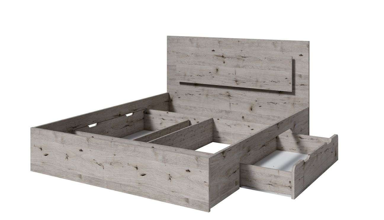 Home affaire Bett PRESSAC mit Schubladen und Beleuchtung, in 2 Breiten - 160 und 180 cm, Bettgestell mit Schubladen, ohne Lattenrost und Matratze