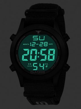 KHS Digitaluhr Armbanduhr Platoon Digital Stahl Geschwärzt
