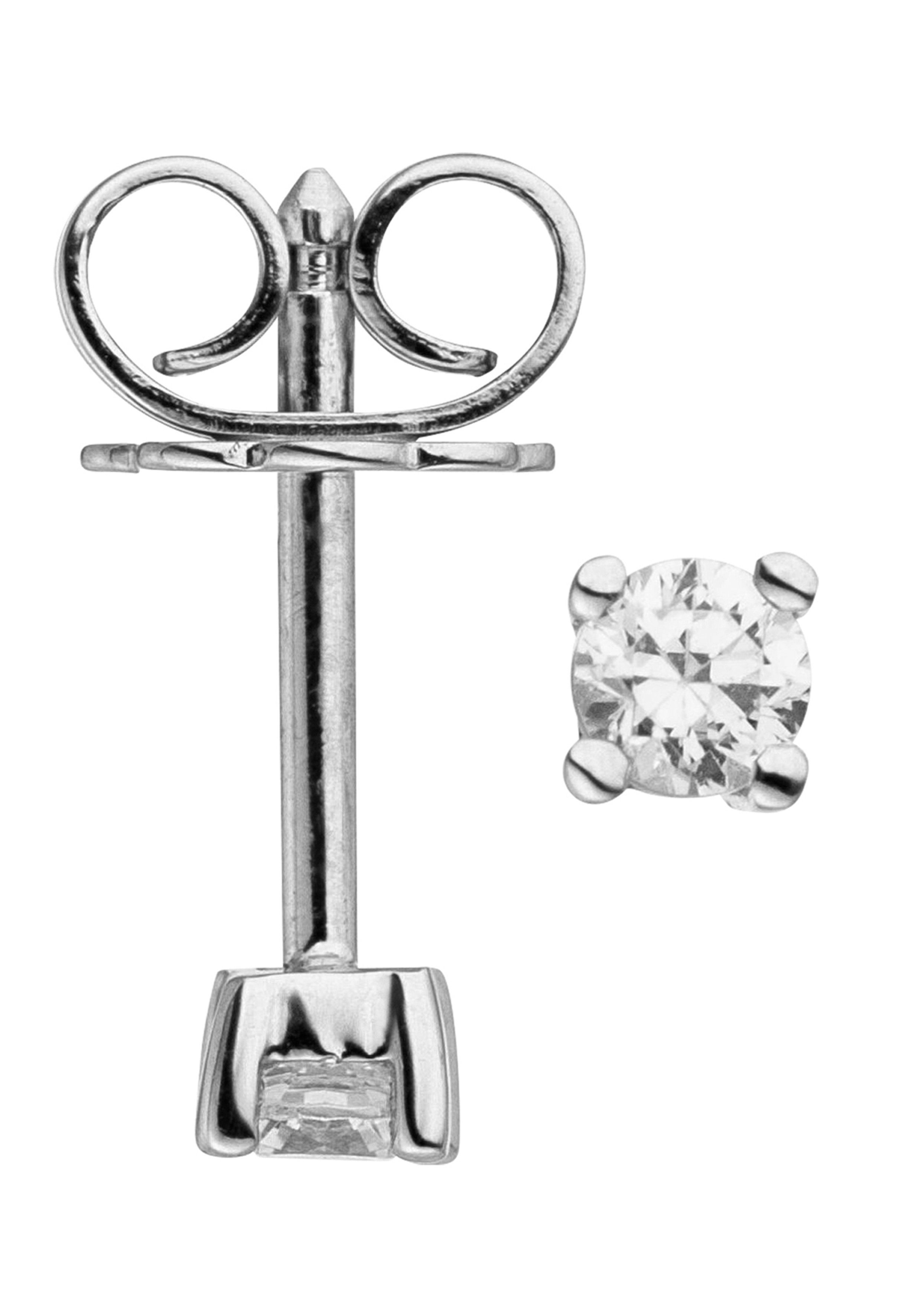 JOBO Paar Ohrstecker Ohrringe Solitär Diamanten Brillanten 0,14 ct., 585 Weißgold