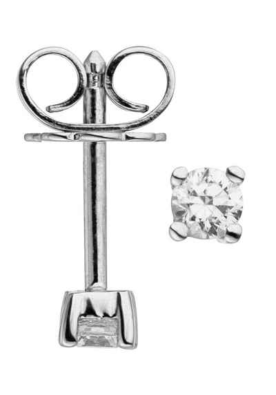 JOBO Paar Ohrstecker Ohrringe Solitär Diamanten Brillanten 0,14 ct., 585 Weißgold